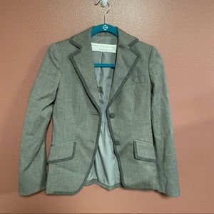 Charles Nolan wool blend gray blazer size 2 with piped trim